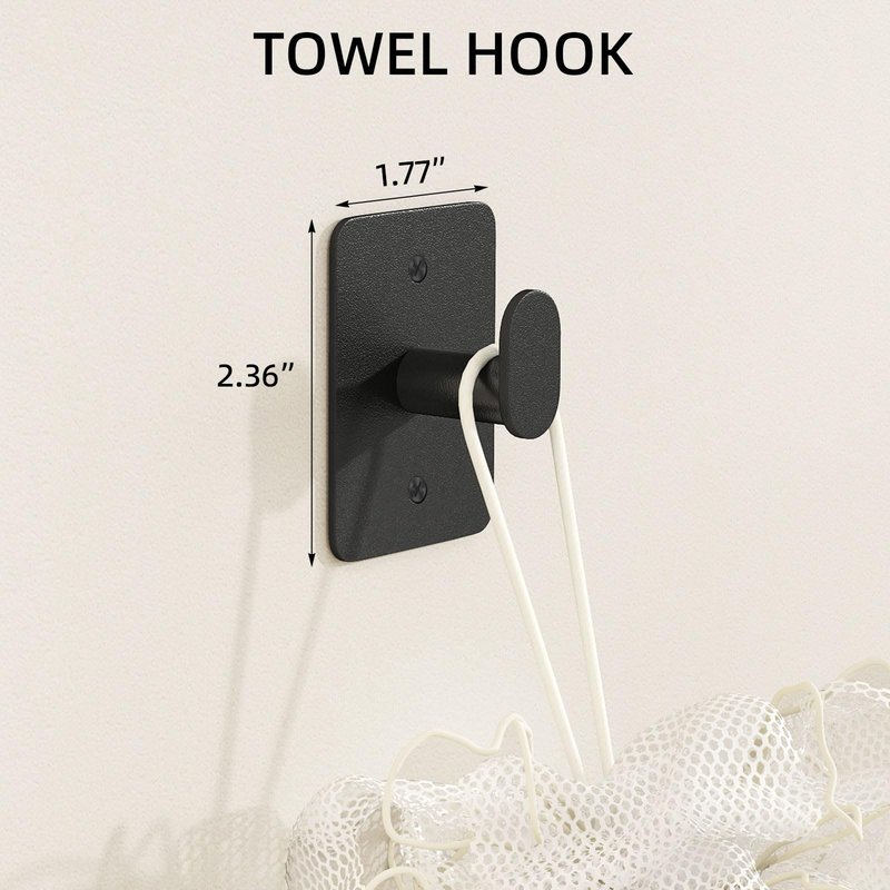 Matte Black Bathroom Accessories Set 4-Pieces, Towel Racks for Bathroom 24Inch Towel Bar, Towel Ring, Towel Hooks, Toilet Paper Holder with Shelf, Stainless Steel Wall Mounted Bathroom Hardware Set
