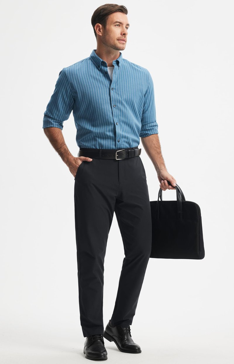 Libin Men's Dress Pants Comfy Lightweight Golf Pants 34" Stretch Business Casual Outfits with Pockets for Work Office Travel Vacation, Black, 34W x 34L