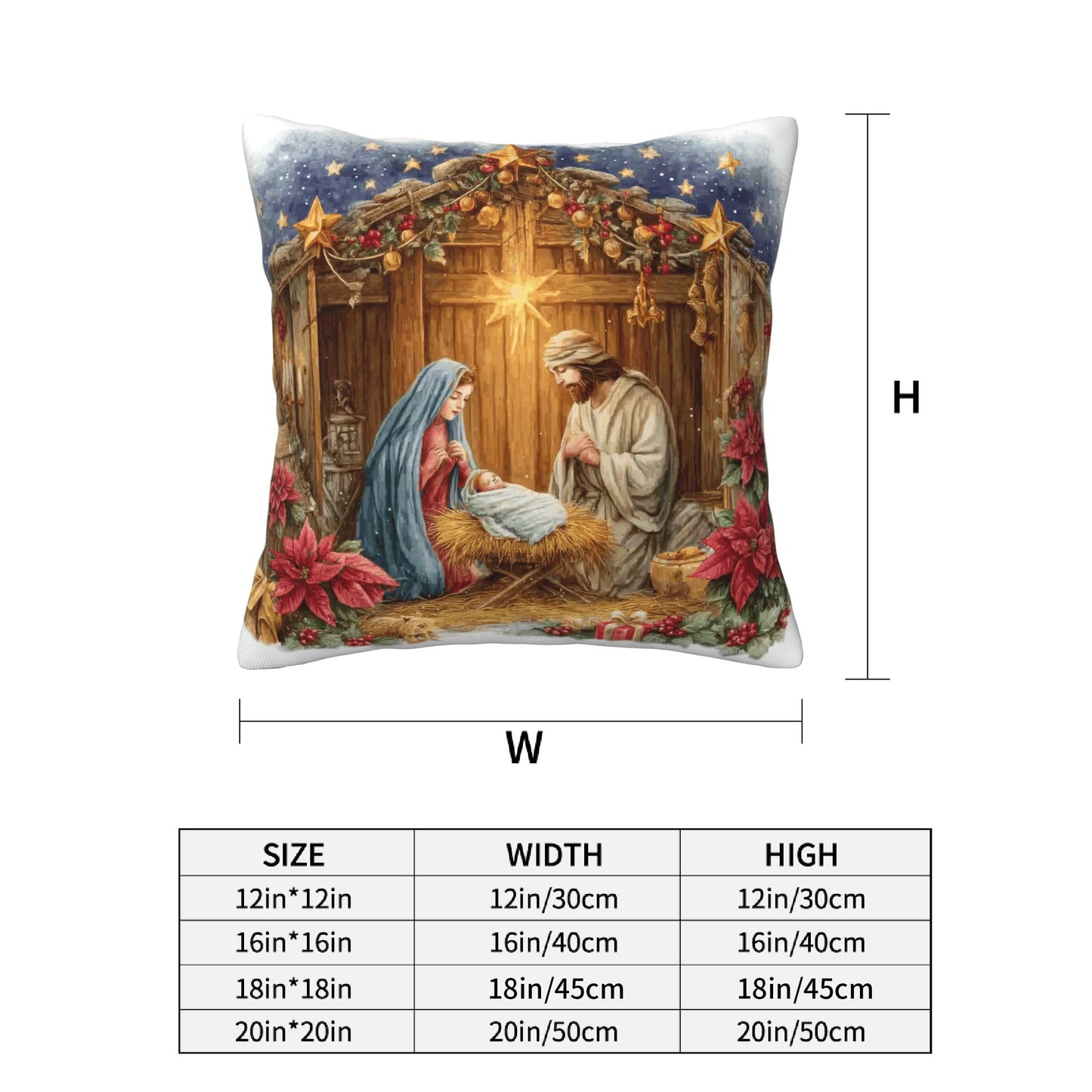 Worltoldb Christmas Bear Deer Throw Pillow Covers Set of 4 Winter Xmas Decorative Soft Linen Fabric Square Cushion Case for Room Bedroom Sofa Car 18x18 (Christmas O Holy Night, 18 * 18)