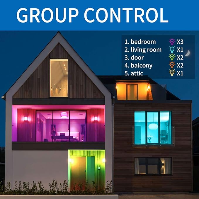 ANWIO Smart Light Bulb BR30 RGB Color Changing LED WiFi Dimmable Multicolor Light Bulbs E26 Base, Compatible with Alexa, Google Assistant, No Hub Required, 1300 Lumen 13W (100W Equivalent) 4 Pack