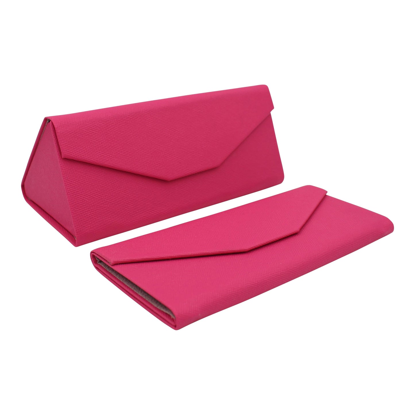 Real Sic Glasses Case for Men and Women - Magnetic Folding Hard Shell Sunglass Holder - Vegan Leather Eyeglass Protector, Variety of Styles Inspired by Solid Color - (Fuchsia & Beige)