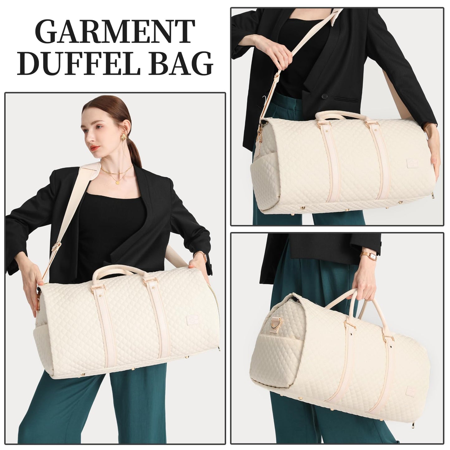 seyfocnia Convertible Carry on Garment Bag for Women, Garment Bags for Travel with Shoe Pouch 2 in 1 Hanging Suitcase Suit Bag for Women Travel Duffle Bag Garment Bag