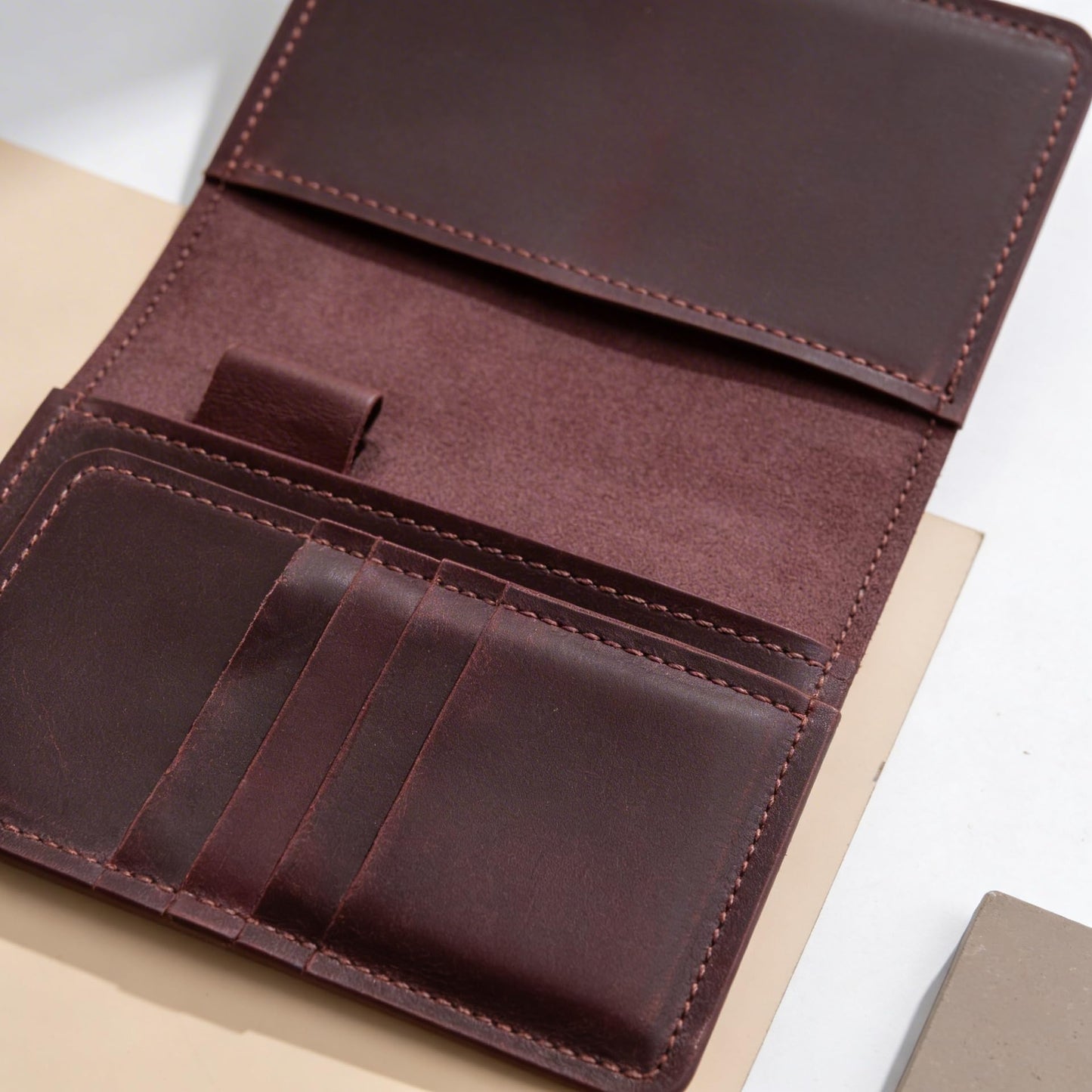TORAKIP Leather Travel Journal Cover A6 – Refillable Notebook Cover with Pockets & Pen Holder, Handmade Genuine Leather Case for 4.1" x 5.8" Notebooks (Paper Not Included), Burgundy