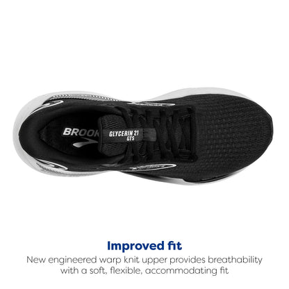 Brooks Women’s Glycerin GTS 21 Supportive Running Shoe - Black/Grey/White - 10 Wide