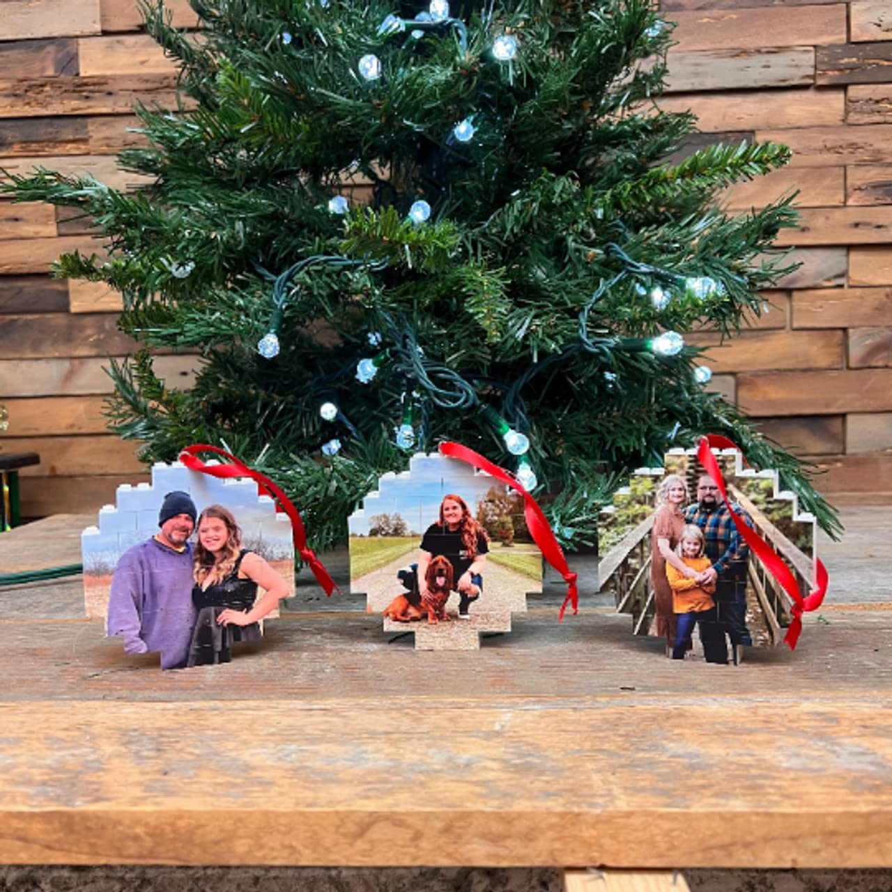Brick Your Pic Custom Photo Brick Ornament - Unique Personalized Christmas Ornament - A Fun Way to Decorate Your Tree (3 Ornaments)
