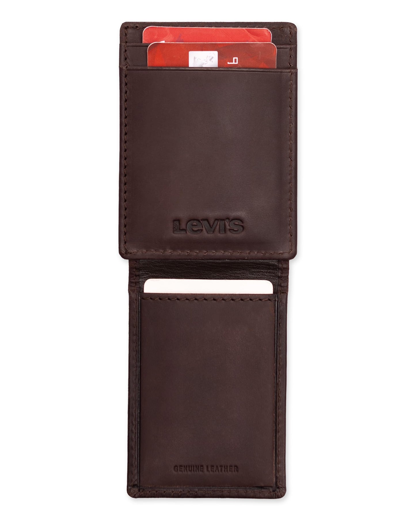 Levi's mens RFID Slim Everyday Card Case Wallet Brown