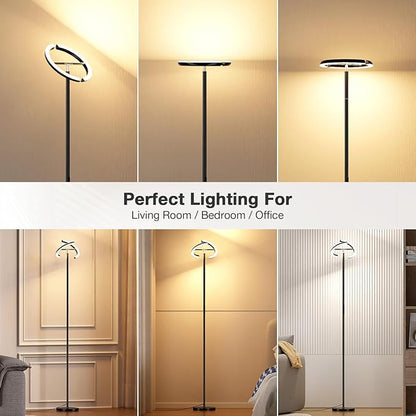Floor Lamps for Living Room, 40W/2400LM Rotatable LED Floor Lamp with Touch & Remote Control, 70" Tall Standing Lamp Stepless Dimmable, Modern Torchiere Corner Lamp for Bedroom, Office