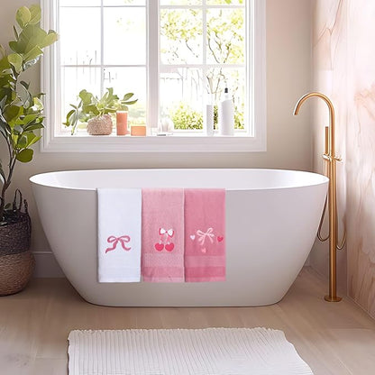 3 Pcs Bow Heart Hand Towels for Bathroom Embroidered Bathroom Towels Farmhouse