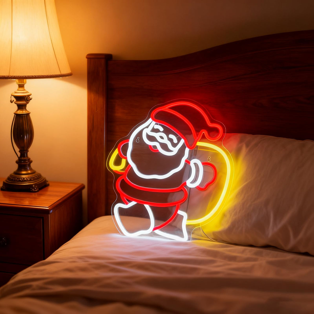 Mvorixa Santa Claus Neon Sign Christmas LED Wall Light for Holiday Decor, USB Powered Red White Yellow Santa Neon Lights for Home Bedroom Kids Room Party Christmas Gift Decorations