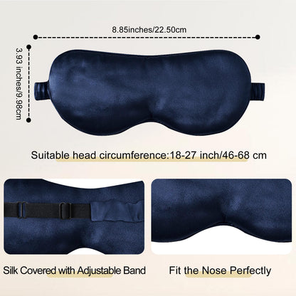 ZIMASILK Adjustable 100% 22 Momme Mulberry Silk Sleep Mask for Sleeping, Filled with Premium Mulberry Silk, Softest & Breathable Blackout Eye Sleeping Mask (Black)