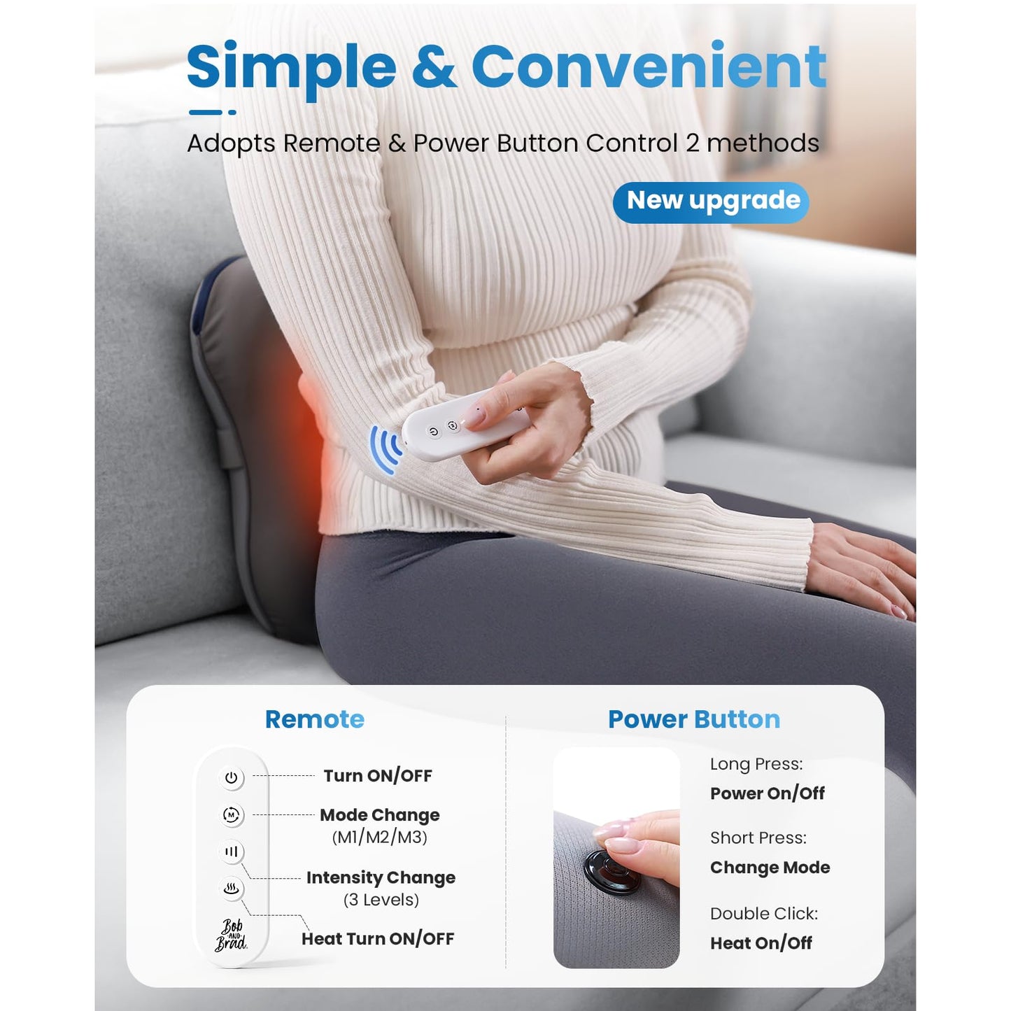 BOB AND BRAD Cordless Back Massager with Heat FSA Eligible HSA Eligible, Shiatsu Neck Massager for Pain Relief Deep Tissue, 3D Kneading Massage Pillow for Pain Relief, Birthday Gifts for Women Men