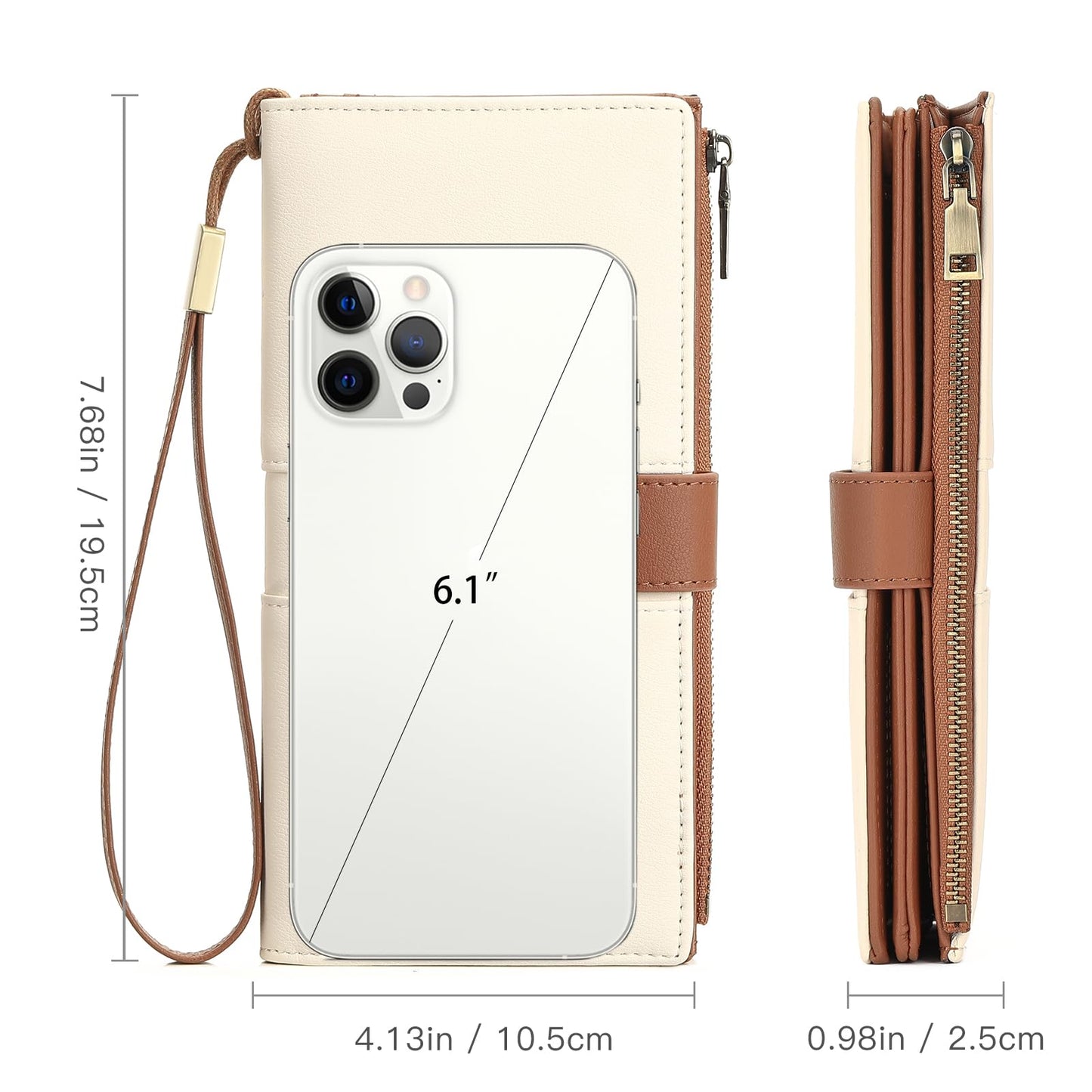 GAEKEAO Wallets for Women Leather RFID Blocking Large Capacity Card Case Ladies Wristlet Clutch Wallets Zipper Pocket with 4 ID Windows 21 Card Slots