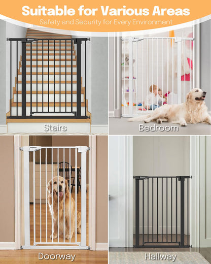 Papacare 42" Extra Tall Baby Gate for Stairs Doorways, Fits Openings of 29.5" to 40.5" Wide, Auto Close Extra Wide Baby and Pet Gate for Doorways and Stairways,Pressure Mounted Dog Gates, Black