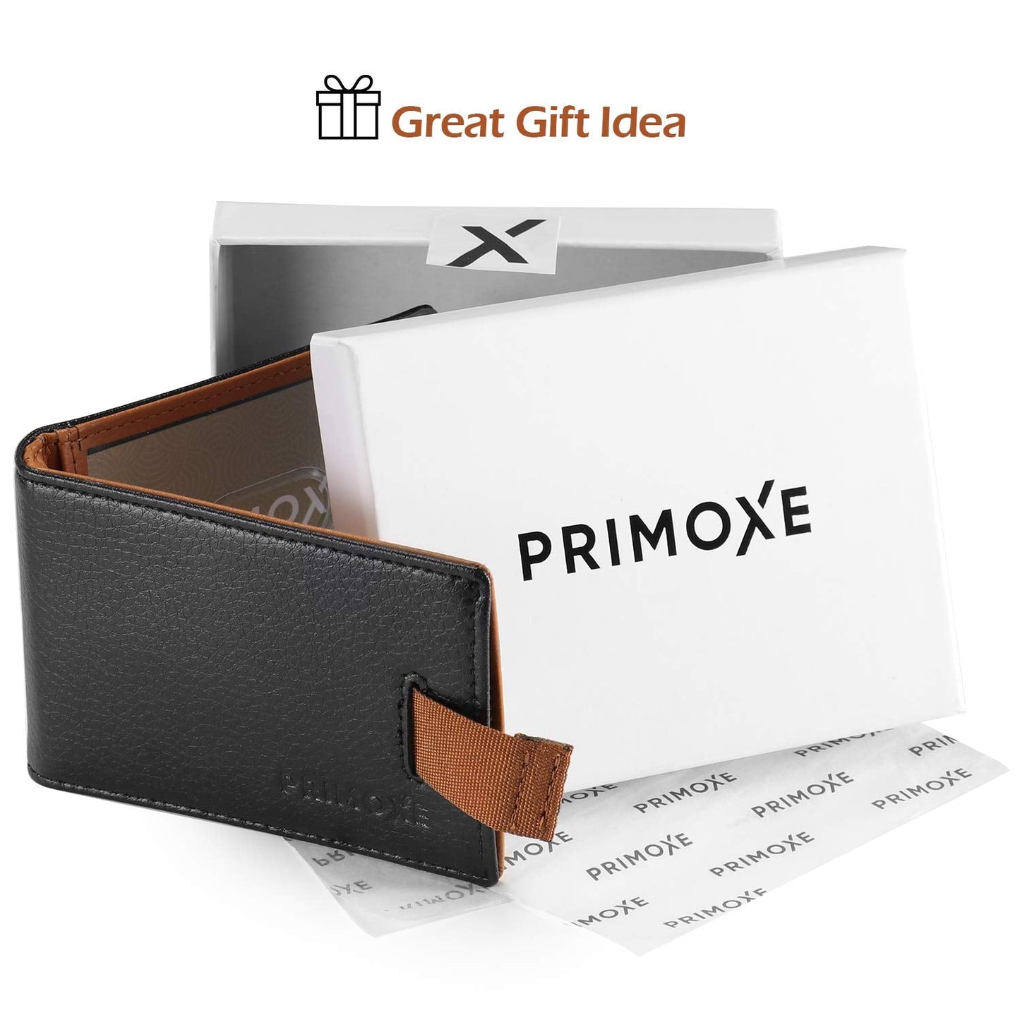 PRIMOXE RFID Wallet for Men – Slim Leather Front Pocket Bifold with Money Clip – Minimalist Texas Brown Wallet, Credit Card Holder, RFID Blocking, Gift Box Included