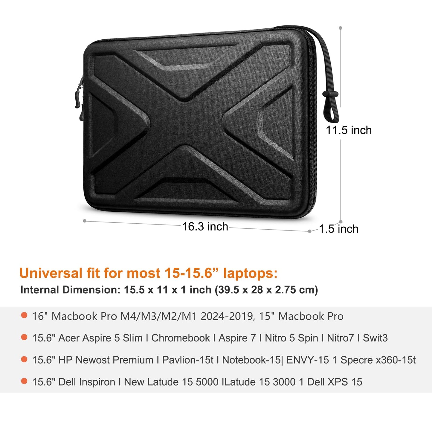 SITHON Hard Shell Laptop Sleeve Case for 15.6 Inch Acer Aspire 1/3/5/7, 15.6" ASUS VivoBook/Lenovo IdeaPad L3 and Other 15.6 inch HP Dell Samsung Laptop Chromebook, Shock Absorption Computer Bag