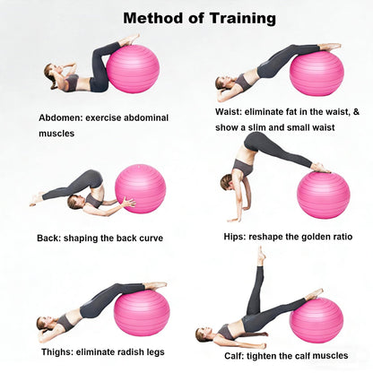 Yoga Exercise Ball, Balance Pregnancy Ball(25in /65cm) with Pump, Explosion-Proof Heavy Duty Swiss Balls for Fitness, Body Balance, and Physical Therapy, Posture Training/Pink