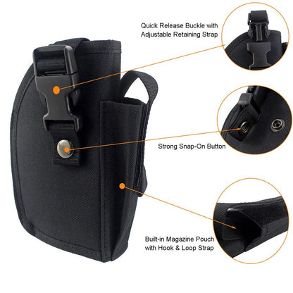 Depring Tactical Belt Holster with Mag Pouch for Handguns with Light or Laser Attachment Universal Outside The Waistband Holster Black