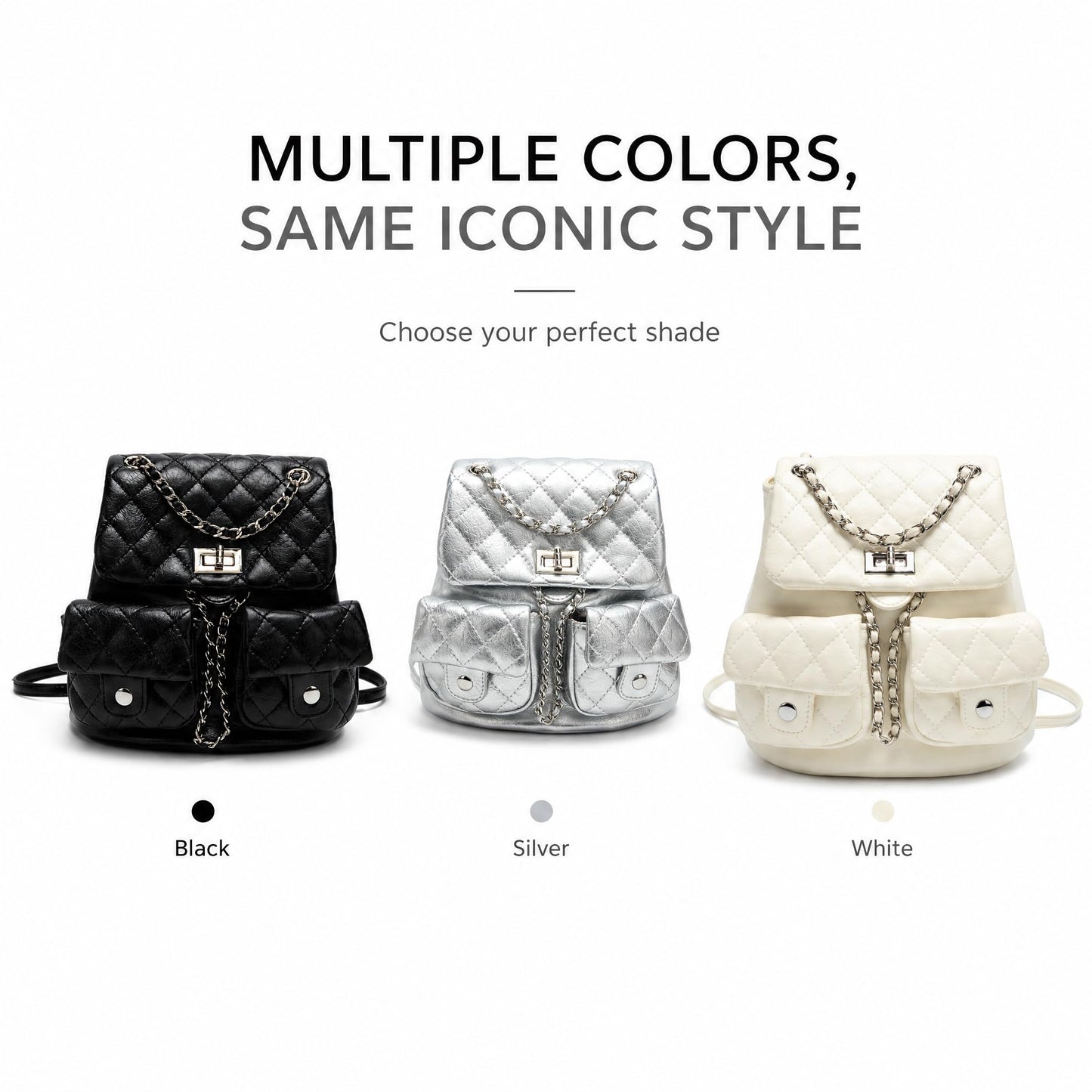 COC.EFRENAR Quilted Mini Backpack for Women, Chain Strap Small Purse with Flap Closure, Fashion Shoulder Bag Cute Travel Daypack(Black)