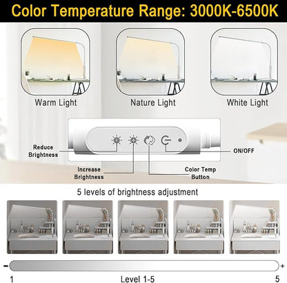 CGBE Led Desk Lamp: 360° Adjustable Nail Light for Desk with 3 Color Modes 5 Brightness, 23.6-Inch Nail Lamp for Desk for Salon Manicurist Tattoo Crafts Sewing Work Reading Game
