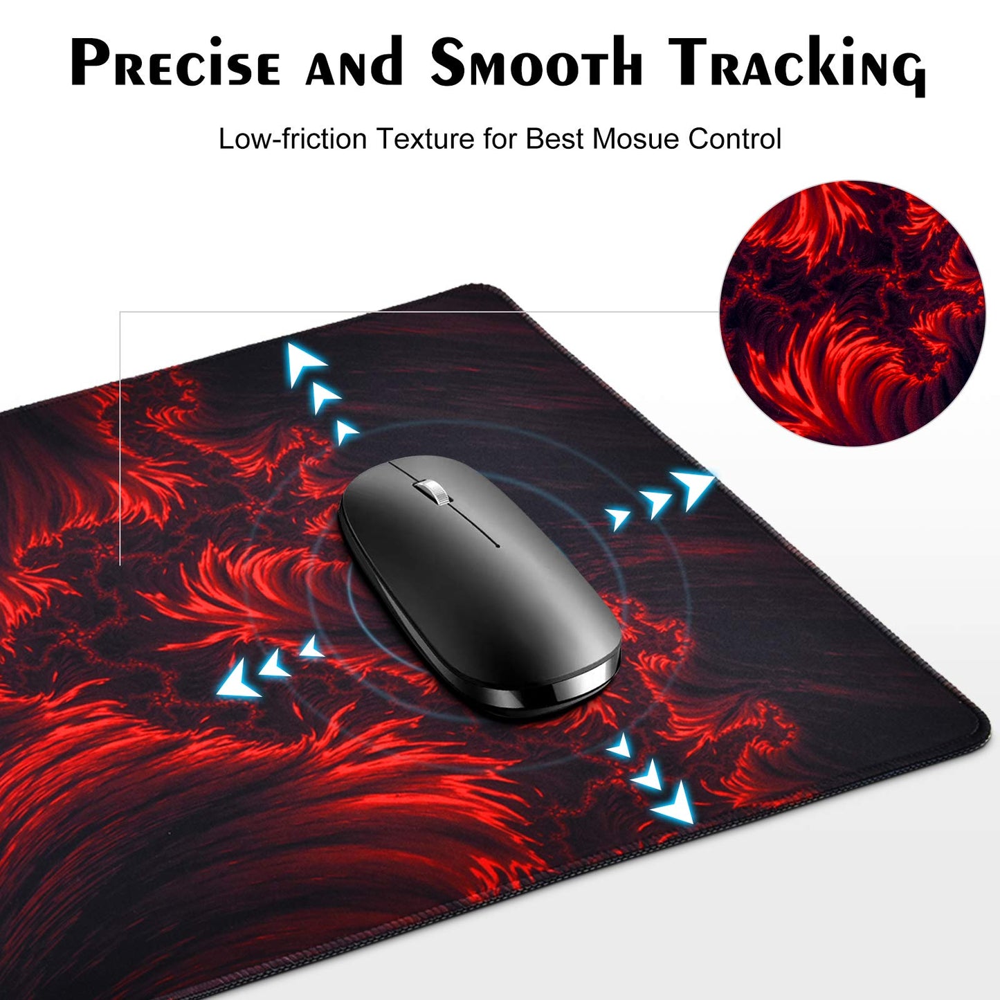 veecom Gaming Mouse Pad, Red Large Gaming Mouse Pads 31.5×15.75In, Long Big Mouse Pad XL Mouse Mat with Non-Slip Base, Extended Keyboard Mousepad Flame Pattern (Black Red)