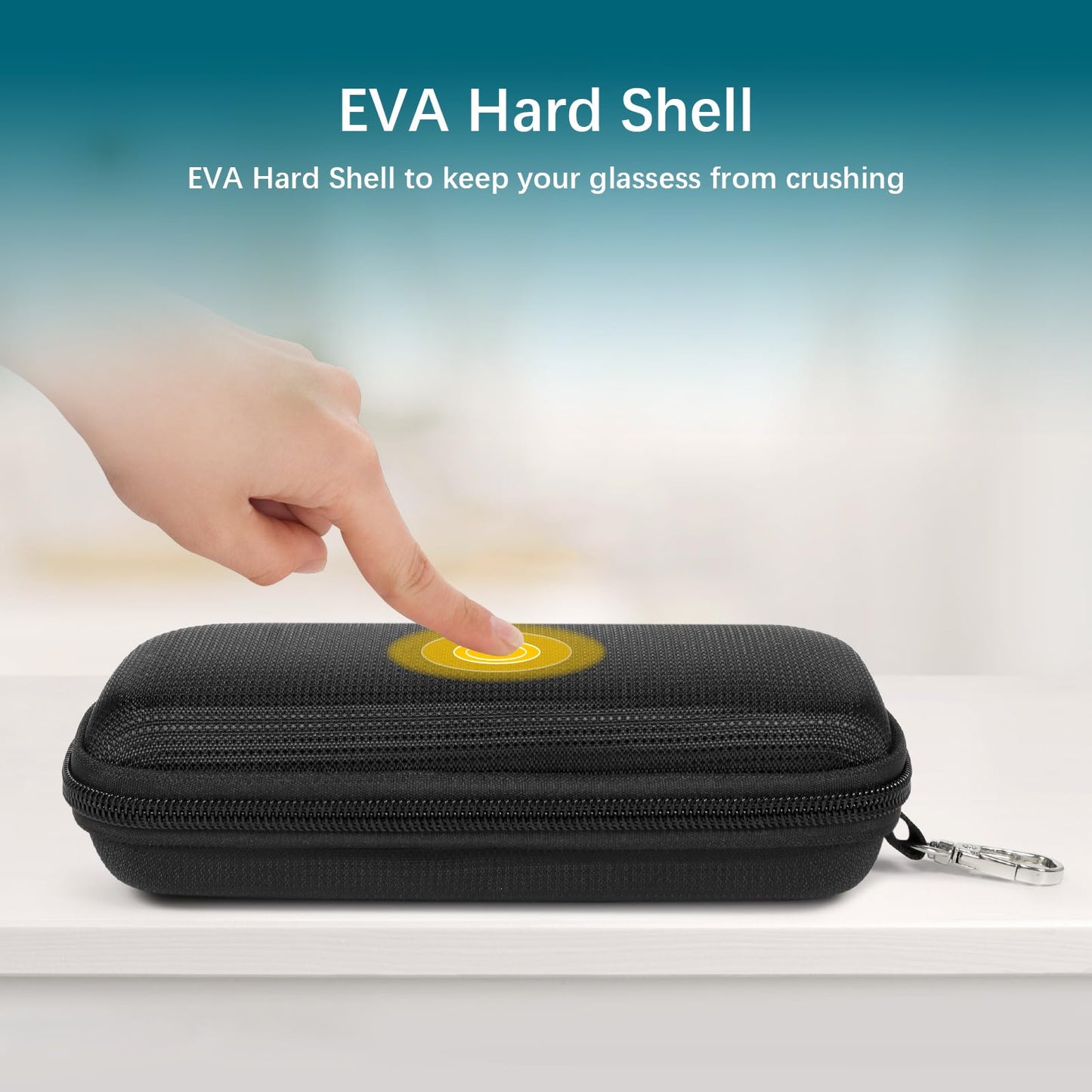 Tangoner Double Eyeglasses Case Hard Shell Dual Sunglasses Organizer with Zipper Closure Travel Eyewear Storage for Vehicle holds 2 Pairs of Glasses, Black