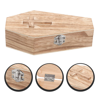 balacoo Mini Wooden Coffin Box 7in Unfinished Pine – Creepy Halloween Decor & Pet Keepsake Casket for Gothic Jewelry Display, Spooky Party Favor Tray, Cosplay Prop