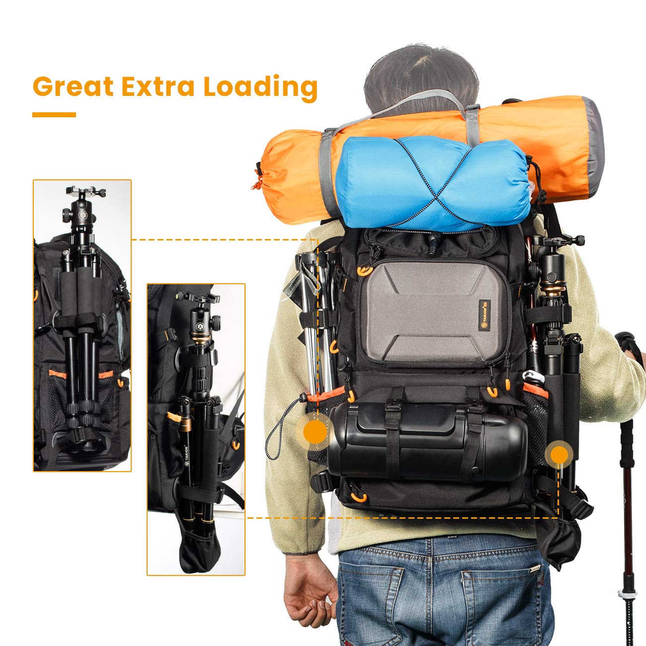 TARION Large Waterproof Camera Backpack - 2 in 1 Professional Camera Bags for Photographers with 15.6" Laptop Compartment & Raincover & Tripod Holder (PB01)
