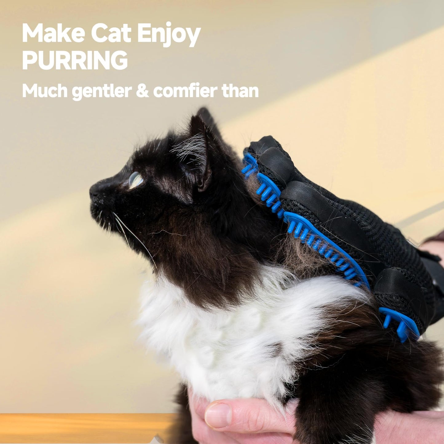 NVNAN Cat & Dog Grooming Gloves for Shedding - Efficient Deshedding Pet Grooming Gloves 2-in-1 Deshedding Brush & Massage Mitt-Safe for Dogs & Cats (1 Pair Blue)
