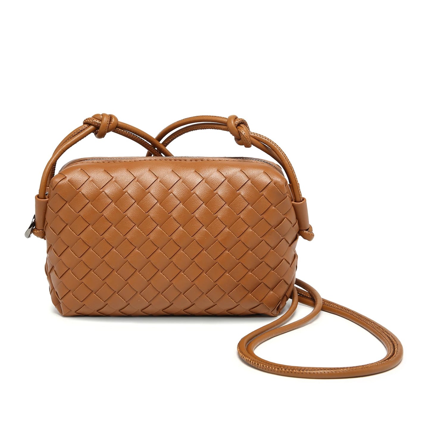 swinsack Small Woven Leather Crossbody Bag, Mini Crossbodybag for women,Vegan Leather Purse Clutch Shoulderbag Handbag