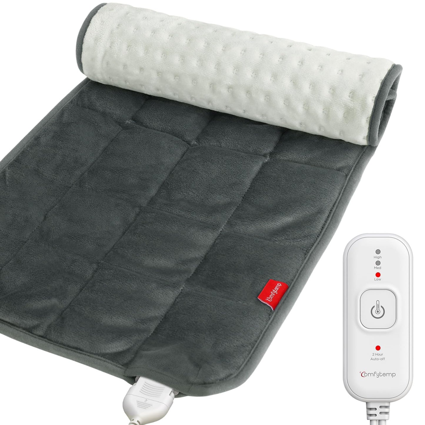 Comfytemp Weighted Heating Pad for Back & Period Cramps, FSA Eligible, Birthday Gifts for Mom Dad Women Men, 2.2lb HSA Electric Heat Pad for Neck Shoulder Pain Relief, 2H Auto-Off Heated Pad, 12x24