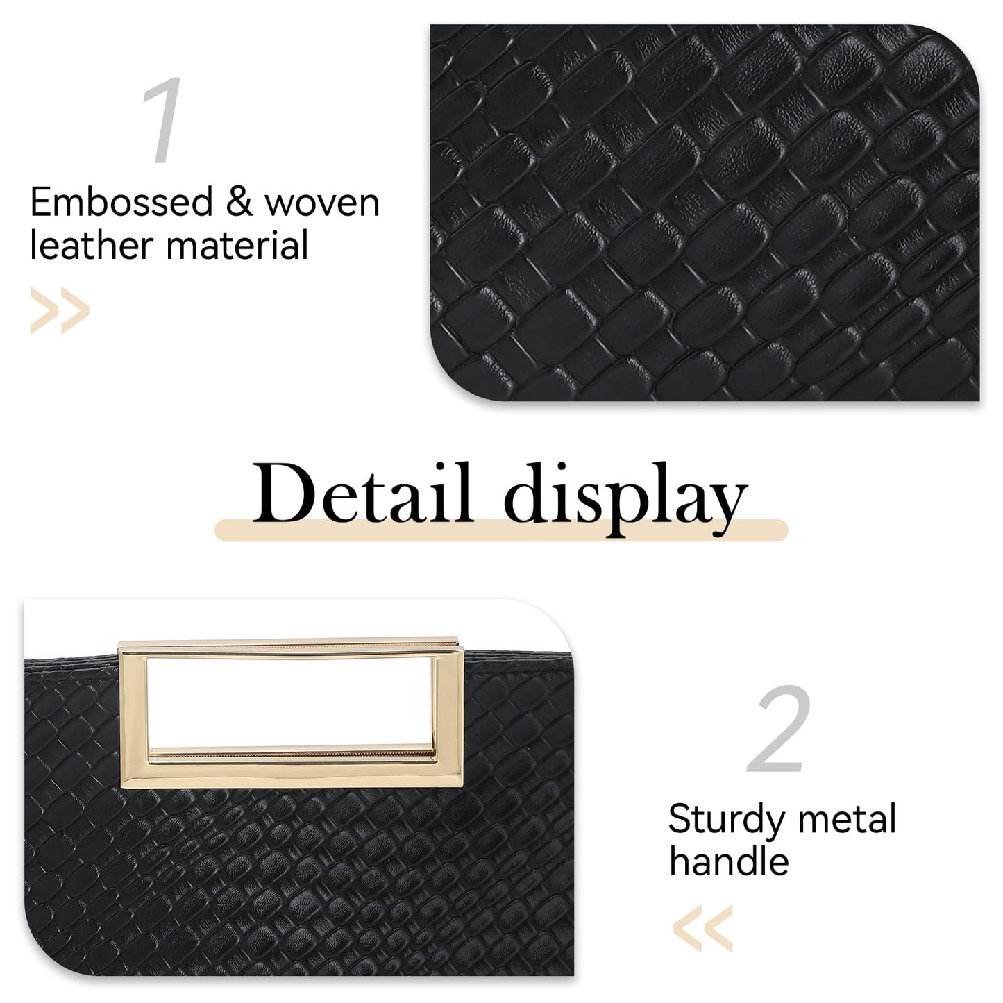 Women's PU Leather Clutch Purse Evening Bag for Wedding Party Prom Bridal – Stylish Formal Handbag (PU Leather-Black)