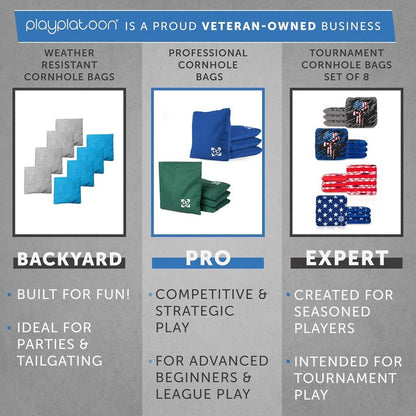 Play Platoon Professional Cornhole Bags Set of 8 - Regulation All Weather Double Sided Pro Corn Hole Bags - Sticky Side/Slick Side for Pro Cornhole Game - Red/Blue Kraken Pirate
