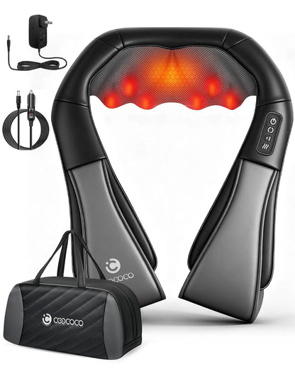 CooCoCo Upgraded Cordless Neck Massager - FSA Eligible, Back Massager for Pain Relief Deep Tissue,Shoulder Massager with Heat,6D Shiatsu Kneading,HSA Electric Rechargeable Massager,Gifts for Men Women