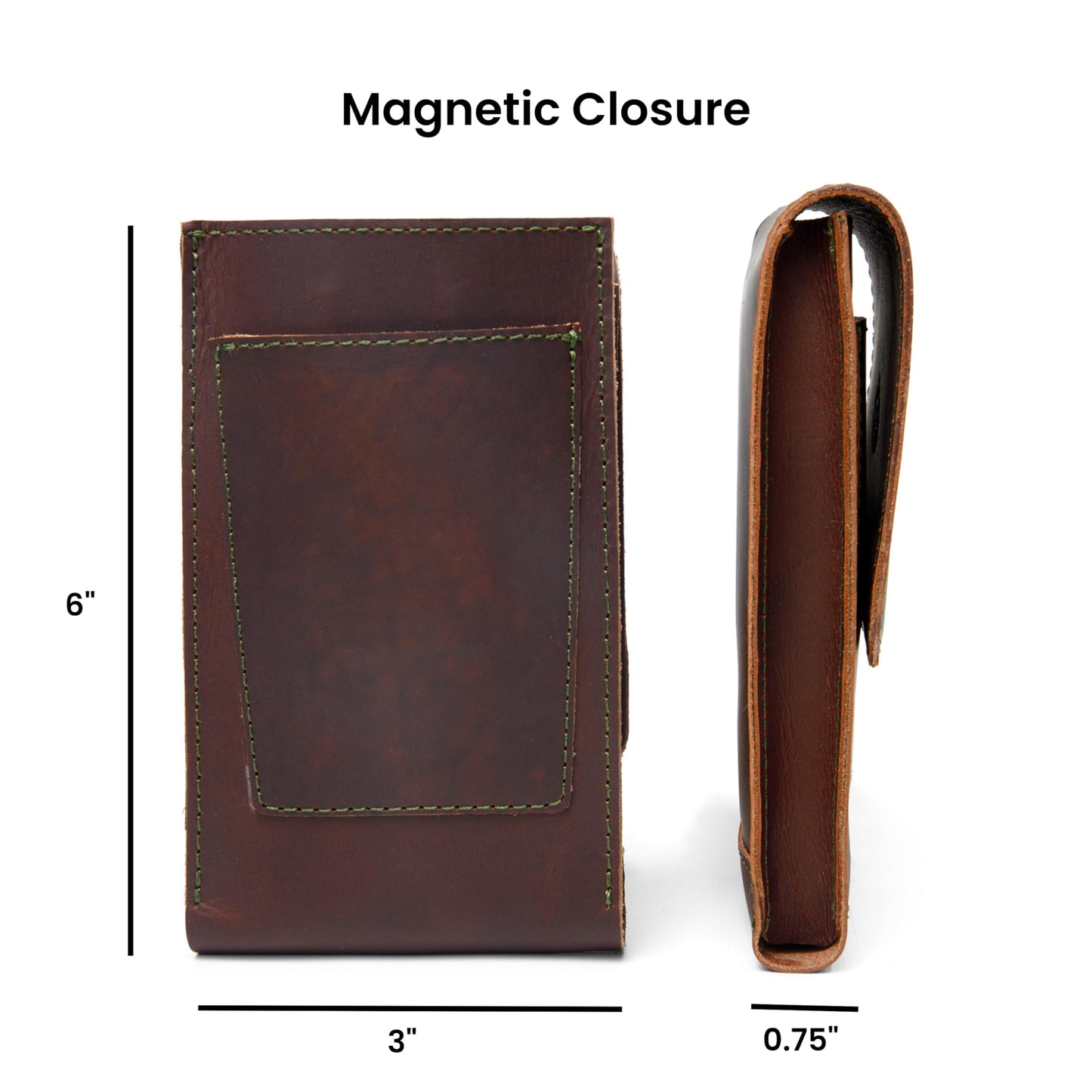 Havee Havanos Three Slot Cigar Case with Cutter Slot and Magnetic Closure - Handmade Genuine Leather Portable Cigar Accessory for Storage and Travel - Brown
