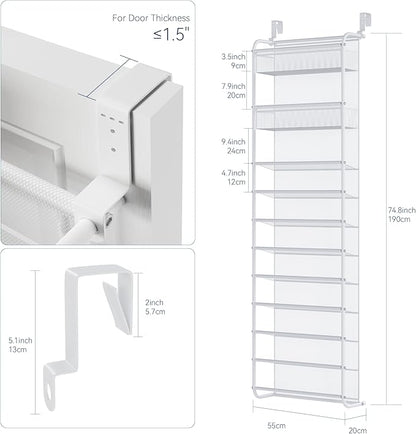 Whitmor 27 Pair Over The Door Shoe Organizer, 11 Tier Hanging Shoe Organizer