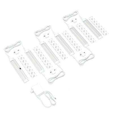 EShine Hand Wave Activated Under Cabinet LED Lighting Kit, Dimmable, 6-Pack 7 in - Touchless Dimming Control, White Under Counter Lights for Kitchen, Garage, Office, Desk - Warm White (3000K)