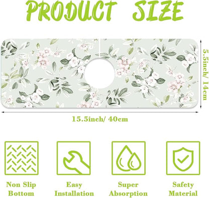 Sink Splash Guard Faucet Mat Petunias Flowers and Butterflies Absorbent Fast
