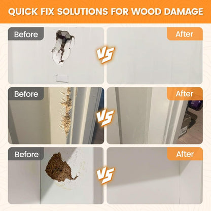 Wood Filler, Wood Repair Kit, 16 Ounce Paintable & Stainable Wood Putty Filler, Wood Scratch Cracks Holes Repair Furniture, Exterior Wood Filler Water Resistant, Wood Putty (White)