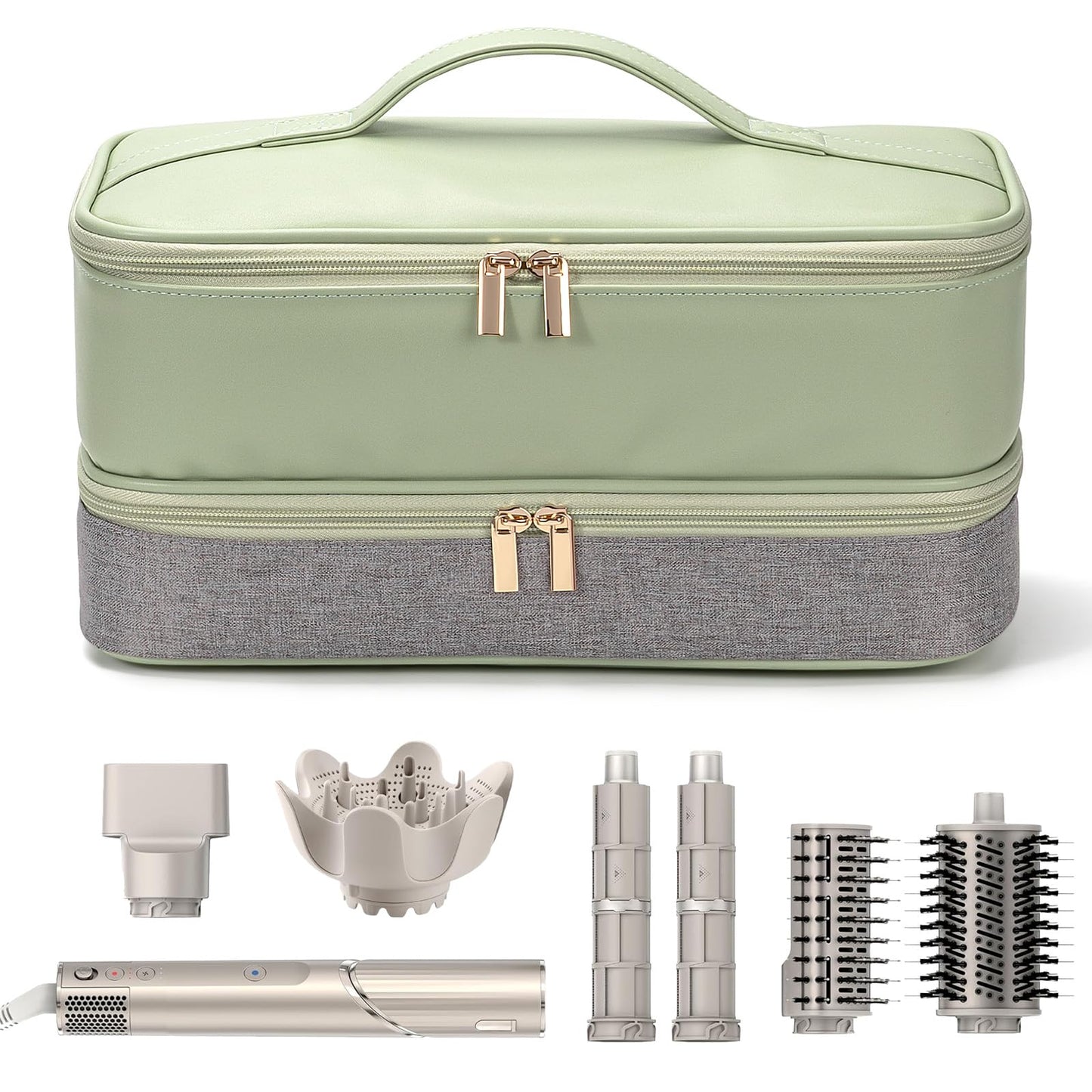 Double-Layer Travel Carrying Case for Shark Flexstyle/FlexFusion Airwrap Brush Hair Dryer , Waterproof PU Leather Hair Tool Organizer for Shark Flexstyle /Dyson Airwrap Styler Travel Accessories