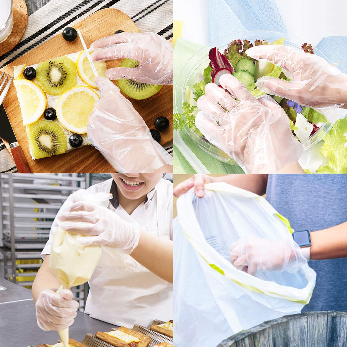 Teivio Disposable Gloves, 1000 Pcs Plastic Gloves for Kitchen Cooking Cleaning Food Handling