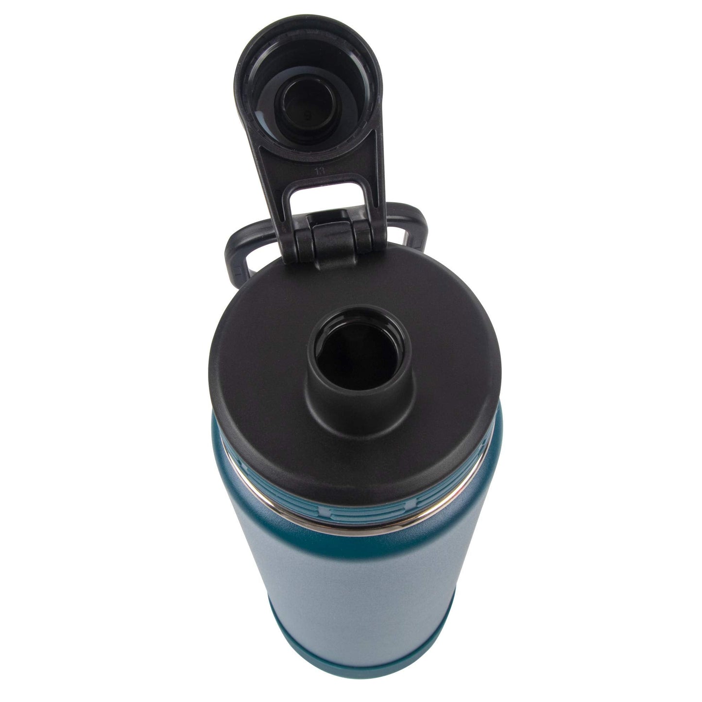 ThermoFlask Bottle with Spout Lid - Stainless Steel Water Bottles with Double-Wall Insulation & BPA-Free Spout Lids - Leak-Proof Reusable Bottles & Lids - 24 oz, Mayan Blue/Black (2 Pack)