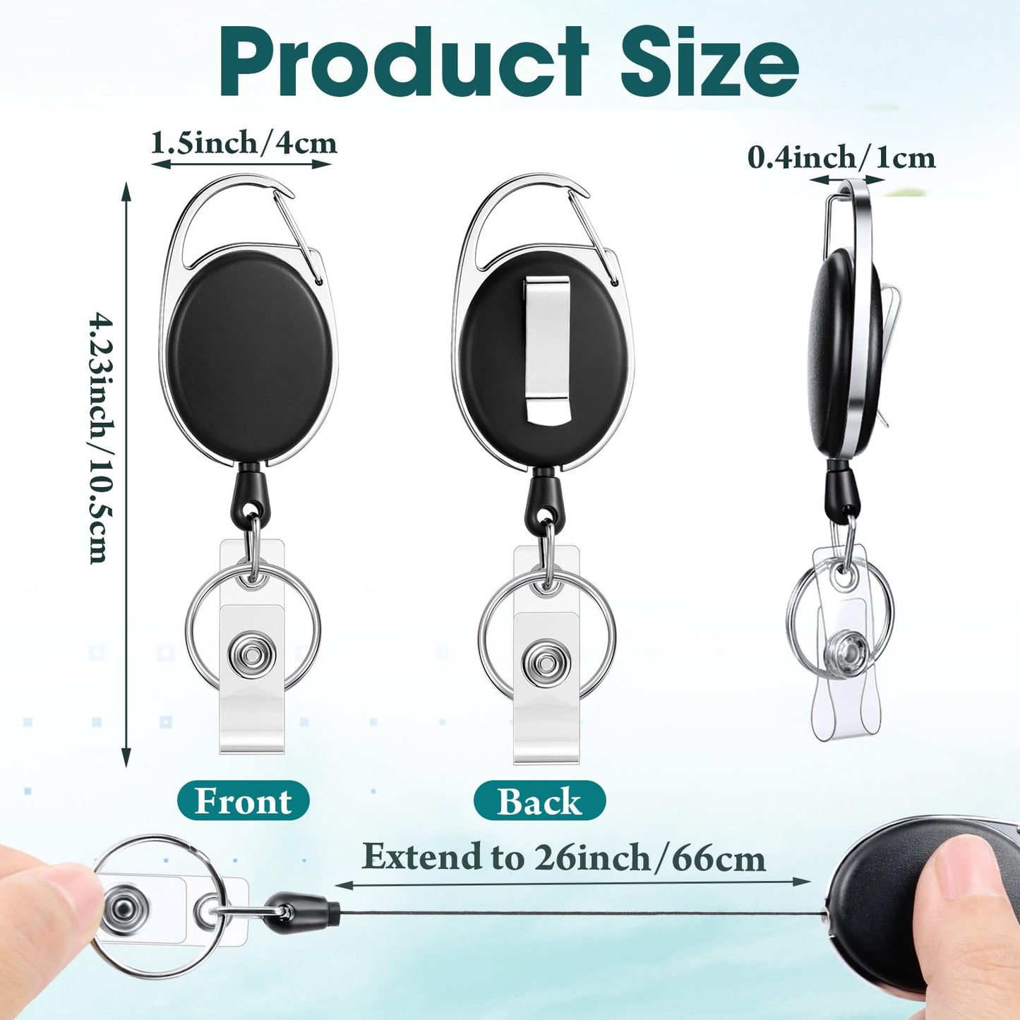 Honoson 50 Pcs Heavy Duty Retractable Badge Reels Batch ID Badge Holder Retractable Clip Bulk Key Holder with Ring for Office Worker Employee, Doctor Nurse Gifts (Bright Color)