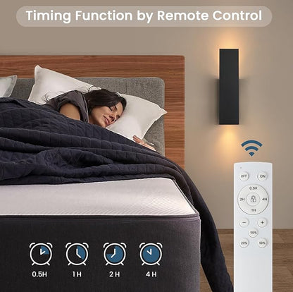 Black Wireless Wall Sconces Set of Two,3000K Warm White Battery Operated Wall Sconce with Remote,USB Rechargeable LED Wall Lights for Living Room Bedroom Hallway