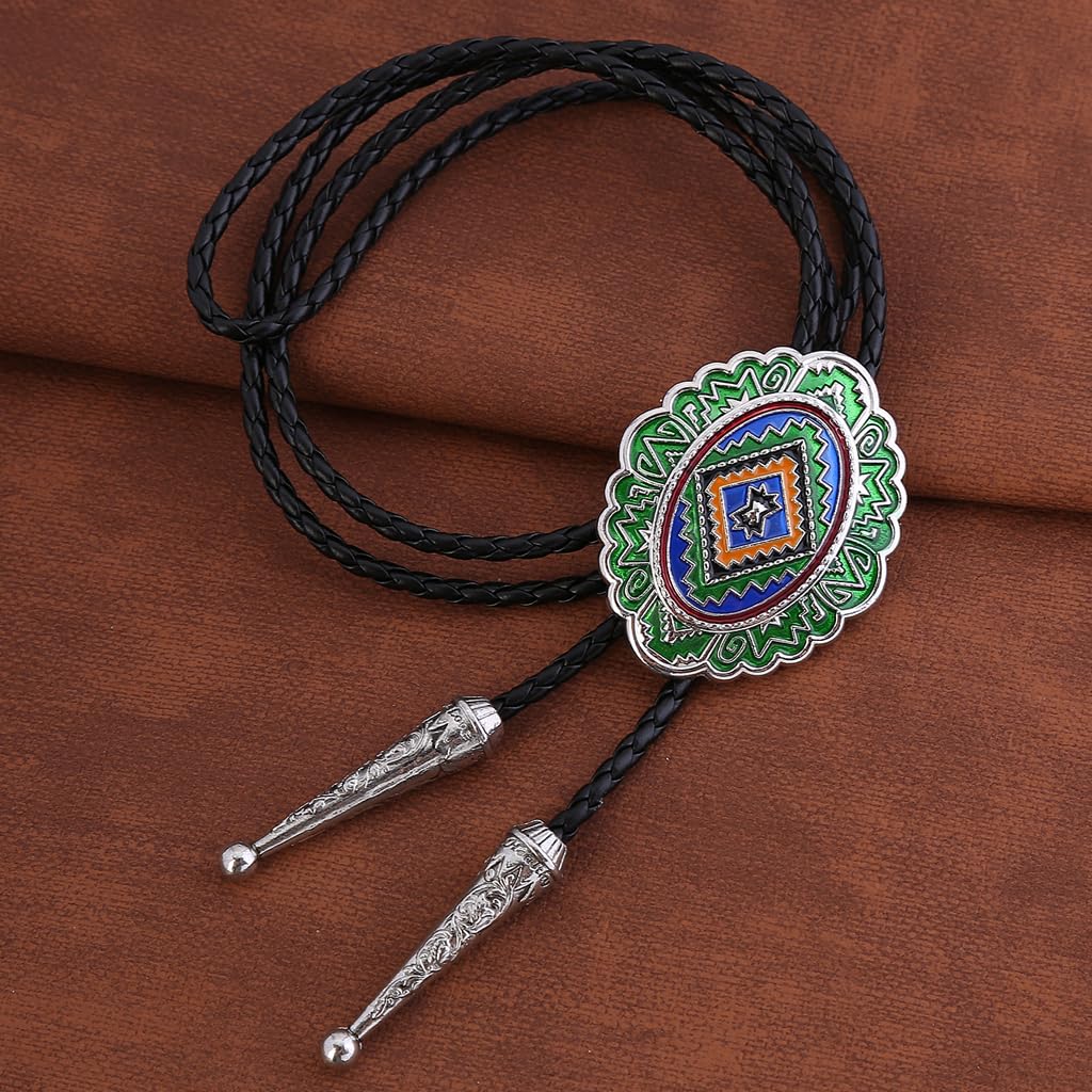 GelConnie Bolo Ties for Men Women Vintage Bolo Tie Western Cowboy Leather Necktie Native American Tie Cowboy Shirt Accessories