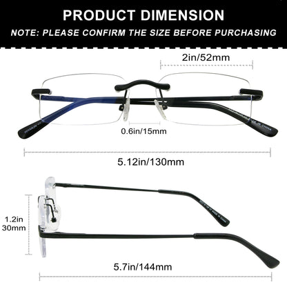 HIYANJN Frameless Reading Glasses Blue Light Blocking Rimless Computer Reader For men Lightweight Eyeglasses(3-Pack,2.25