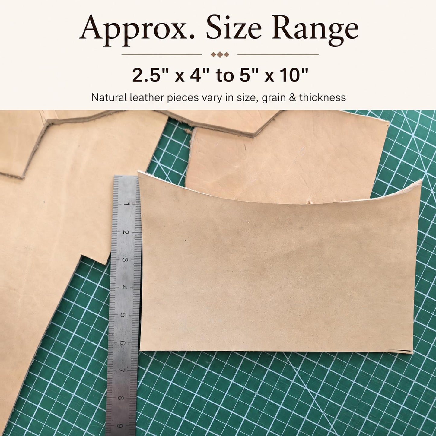 2.2 LB Genuine Cowhide Leather Scraps for Crafts, 3.5-4.0mm Thick Vegetable Tanned Leather Pieces for Tooling, Carving, Stamping, Leatherworking, Brown & Natural Tan Mix