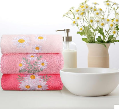 Daisy Floral Hand Towels Farmhouse Pink Daisy Bathroom Decor 14x29 Inch