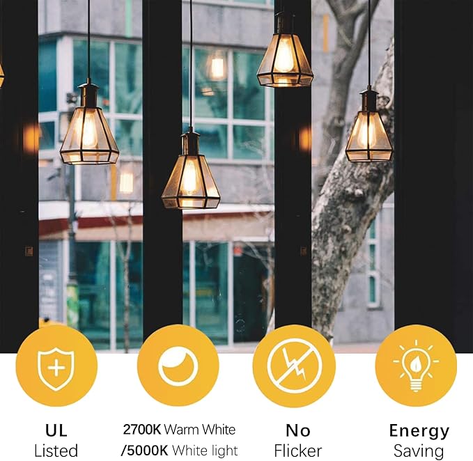 LED Light Bulbs Edison dimmable Bulbs Warm White 2700K Light Bulbs,E26 Base Energy Saving Equivalent 60W Incandescent watt,Antique Glass Style for Home, Bedroom. (2700k Warm White, 12-Pack)