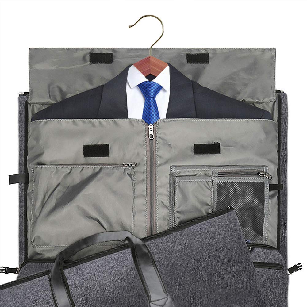 Modoker Convertible Garment Bag with Shoulder Strap, Carry on Garment Duffel Bag for Men Women - 2 in 1 Hanging Suitcase Suit Travel Bags, Black