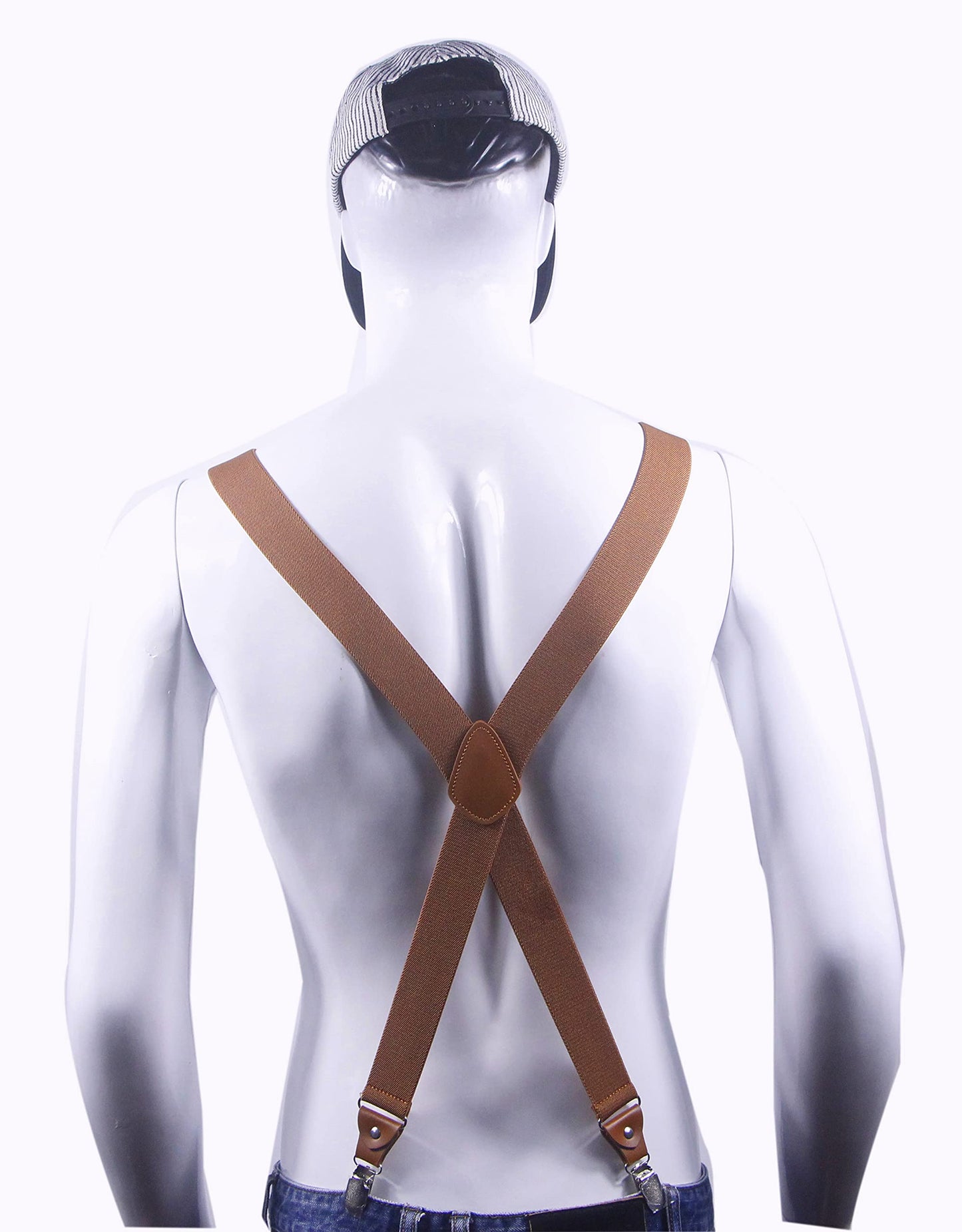Doloise Adjustable Elastic X Back Style Suspenders for Men's and Women's With Strong Metal Clips (Coffe-01)